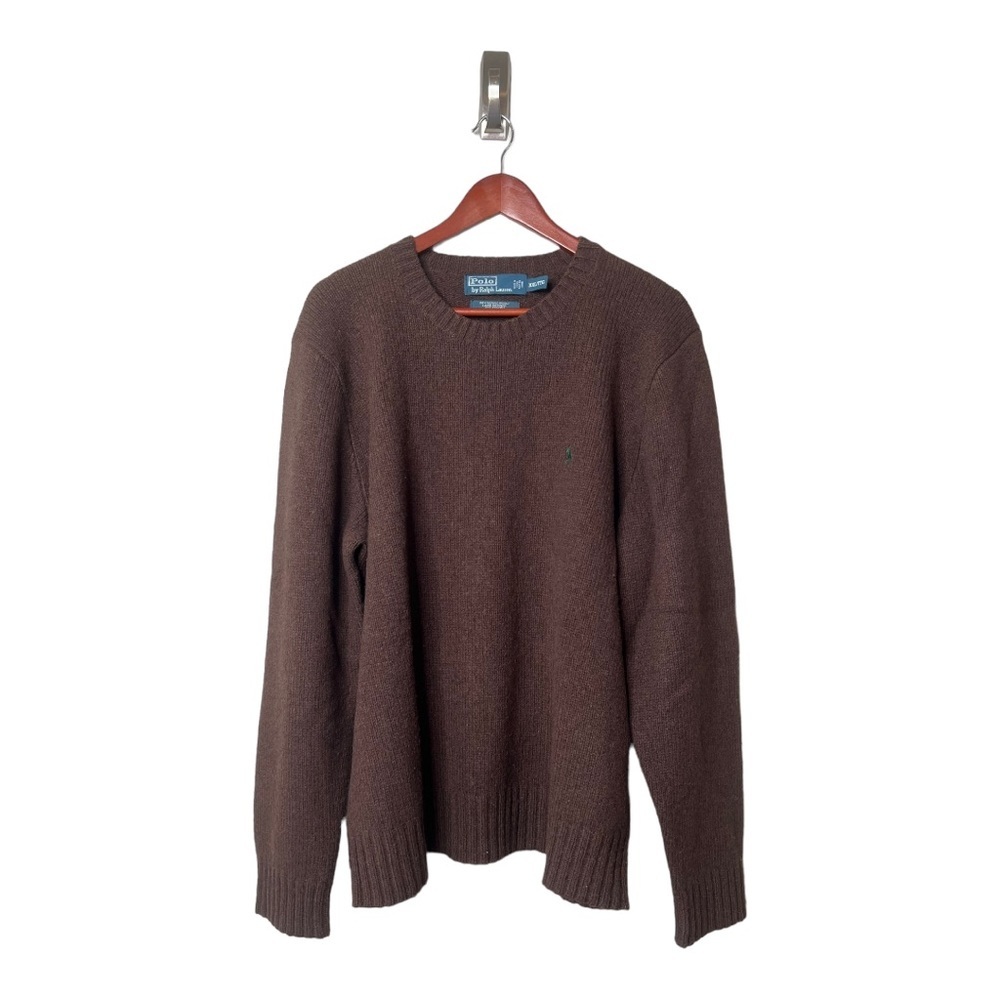 POLO Ralph Lauren Dark Brown Merino Wool Angora Blend Crew Neck Mens XXL